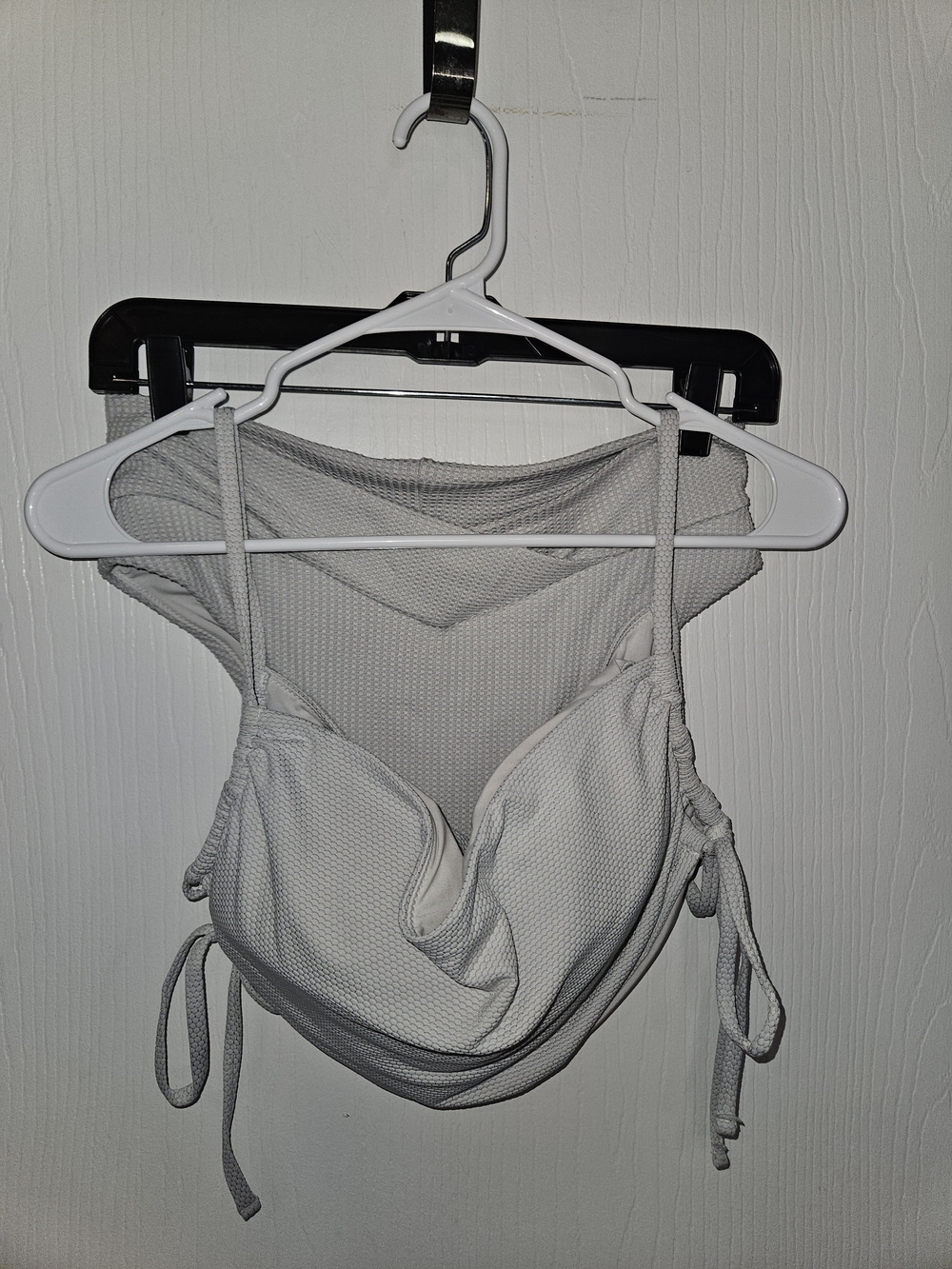 aerie White Textured Large Scoop Top With High Cut Cheeky